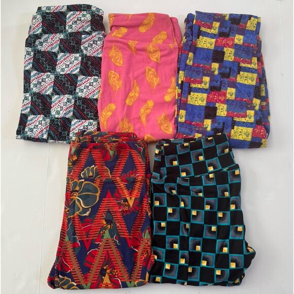 LuLaRoe Pants - LuLaRoe Leggings LOT of 5 Multicolor Prints OS One Size NEW #LLR6